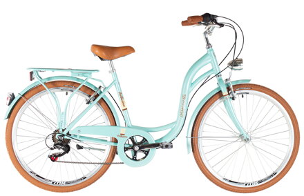 bicykel KENZEL BELLISSIMA ROYAL 6SPD perleť tyrkysová / hnedá