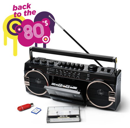 RICATECH Rádiomagnetofón PR1980 Ghettoblaster čierny