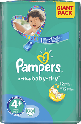 plienky PAMPERS Active Baby 4+ MAXIPLUS, 70 ks