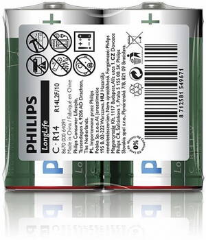 Batéria Philips LONGLIFE R14 1.5V "TRAY"
