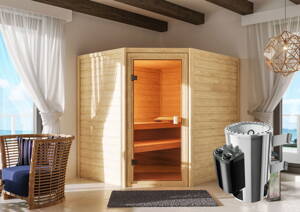 fínska sauna KARIBU ELEA (6170)  - set s pecou 3,6 kW (71312)