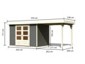 drevený domček KARIBU ASKOLA 4 + prístavok 240 cm (92070) tm. sivý