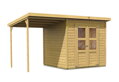 drevený domček KARIBU MERSEBURG 4 + prístavok 166 cm (68765) natur