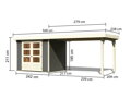 drevený domček KARIBU ASKOLA 3 + prístavok 280 cm (82924) tm. sivý