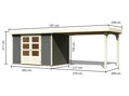 drevený domček KARIBU ASKOLA 4 + prístavok 280 cm (92073) tm. šedý