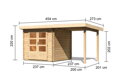 drevený domček KARIBU BASTRUP 2 + prístavok 200 cm (73290) natur LG2806