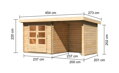 drevený domček KARIBU BASTRUP 2 + prístavok 200 cm vrátane zadnej a bočnej steny (73314) natur LG2944
