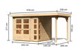 drevený domček KARIBU KERKO 3 + prístavok 150 cm (23507) natur LG2950