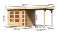 drevený domček KARIBU KERKO 3 + prístavok 240 cm (82932) natur LG2952