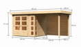 drevený domček KARIBU KERKO 3 + prístavok 240 cm vrátane zadnej steny (9185) natur LG2954