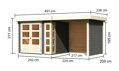 drevený domček KARIBU KERKO 3 + prístavok 240 cm vrátane zadnej a bočnej steny (82935) sivý LG2957