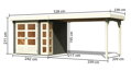 drevený domček KARIBU KERKO 3 + prístavok 280 cm (82937) sivý LG2959