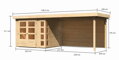 drevený domček KARIBU KERKO 3 + prístavok 280 cm vrátane zadnej steny (9187) natur LG2960