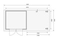 drevený domček KARIBU KERKO 3 + prístavok 280 cm vrátane zadnej steny (9187) natur LG2960