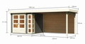 drevený domček KARIBU KERKO 3 + prístavok 280 cm vrátane zadnej steny (9188) sivý LG2961