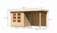 drevený domček KARIBU ASKOLA 2 + prístavok 240 cm vrátane zadnej steny (9164) natur LG3210