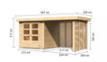 drevený domček KARIBU ASKOLA 2 + prístavok 240 cm vrátane zadnej a bočnej steny (9166) natur LG3216