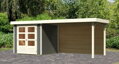 drevený domček KARIBU ASKOLA 2 + prístavok 280 cm vrátane zadnej steny (9168) sivý LG3219
