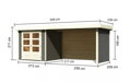 drevený domček KARIBU ASKOLA 2 + prístavok 280 cm vrátane zadnej a bočnej steny (82922) terragrau LG3223