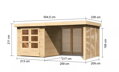 drevený domček KARIBU ASKOLA 2 + prístavok 280 cm vrátane zadnej a bočnej steny (9169) natur LG3225