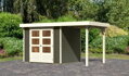 drevený domček KARIBU ASKOLA 3 + prístavok 150 cm (23497) sivý LG3228