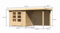 drevený domček KARIBU ASKOLA 3 + prístavok 240 cm vrátane zadnej steny (9170) natur LG3231