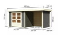 drevený domček KARIBU ASKOLA 3 + prístavok 240 cm vrátane zadnej a bočnej steny (82923) terragrau LG3235