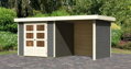 drevený domček KARIBU ASKOLA 3 + prístavok 240 cm vrátane zadnej a bočnej steny (82923) terragrau LG3235