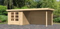 drevený domček KARIBU ASKOLA 3 + prístavok 280 cm vrátane zadnej steny (9173) natur LG3237