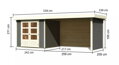 drevený domček KARIBU ASKOLA 3 + prístavok 280 cm vrátane zadnej a bočnej steny (82925) terragrau LG3241