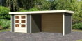 drevený domček KARIBU ASKOLA 3 + prístavok 280 cm vrátane zadnej a bočnej steny (82925) terragrau LG3241