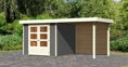 drevený domček KARIBU ASKOLA 3,5 + prístavok 240 cm vrátane zadnej steny (9145) terragrau LG3244