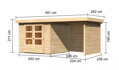 drevený domček KARIBU ASKOLA 3,5 + prístavok 240 cm vrátane zadnej a bočnej steny (77719) natur LG3246