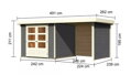 drevený domček KARIBU ASKOLA 3,5 + prístavok 240 cm vrátane zadnej a bočnej steny (9146) terragrau LG3247
