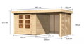 drevený domček KARIBU ASKOLA 3,5 + prístavok 240 cm vrátane zadnej a bočnej steny (9147) natur LG3248