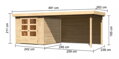 drevený domček KARIBU ASKOLA 3,5 + prístavok 280 cm vrátane zadnej steny (9149) natur LG3250