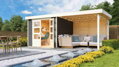 drevený domček KARIBU ASKOLA 3,5 + prístavok 280 cm vrátane zadnej steny (9150) terragrau LG3251