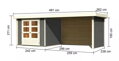 drevený domček KARIBU ASKOLA 3,5 + prístavok 280 cm vrátane zadnej a bočnej steny (9151) terragrau LG3253