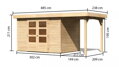 drevený domček KARIBU ASKOLA 4 + prístavok 150 cm (23498) natur LG3255