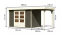 drevený domček KARIBU ASKOLA 4 + prístavok 150 cm (23499) sivý LG3256