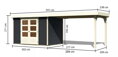 drevený domček KARIBU ASKOLA 4 + prístavok 280 cm (38673) antracit LG3266