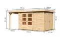 drevený domček KARIBU RETOLA 3 + prístavok 150 cm (23519) natur LG3373