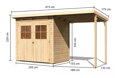 drevený domček KARIBU GLUCKSBURG 2 + prístavok 190 cm (83229) natur LG3489
