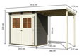 drevený domček KARIBU GLUCKSBURG 2 + prístavok 190 cm (83230) terragrau LG3490