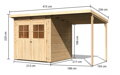 drevený domček KARIBU GLUCKSBURG 3 + prístavok 190 cm (83231) natur LG3493