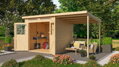 drevený domček KARIBU GLUCKSBURG 4 + prístavok 190 cm (83232) natur LG3498