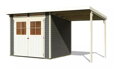 drevený domček KARIBU GLUCKSBURG 4 + prístavok 190 cm (83233) terragrau LG3499