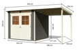 drevený domček KARIBU GLUCKSBURG 4 + prístavok 190 cm (83233) terragrau LG3499