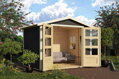 drevený domček KARIBU AMBERG 3 (9222) terragrau LG3505