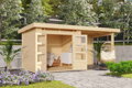 drevený domček KARIBU KANDERN 2 + prístavok 235 cm vrátane zadnej steny (23610) natur LG3534